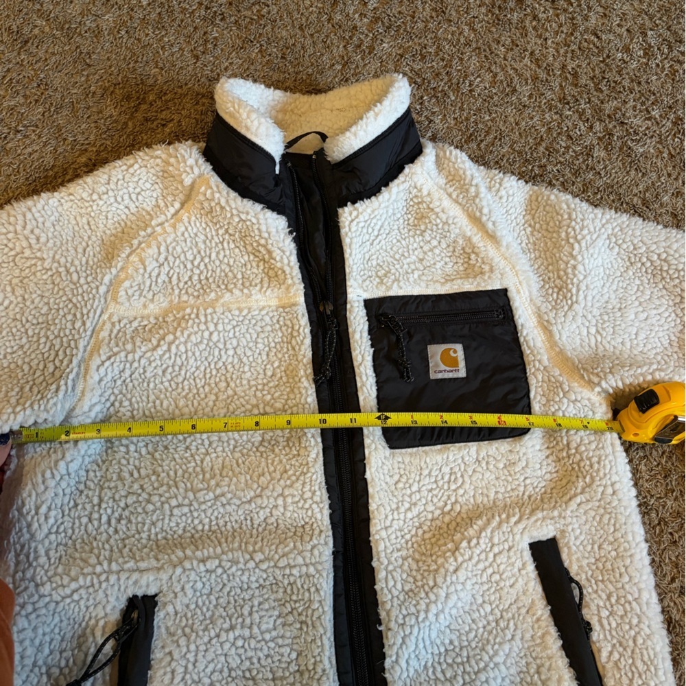 Carhartt WIP Prentis Liner Sherpa Fleece Jacket Moonbeam Black Size Small - Picture 5 of 7